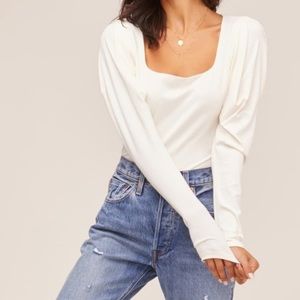 Rib Knit Puff Sleeve Bodysuit